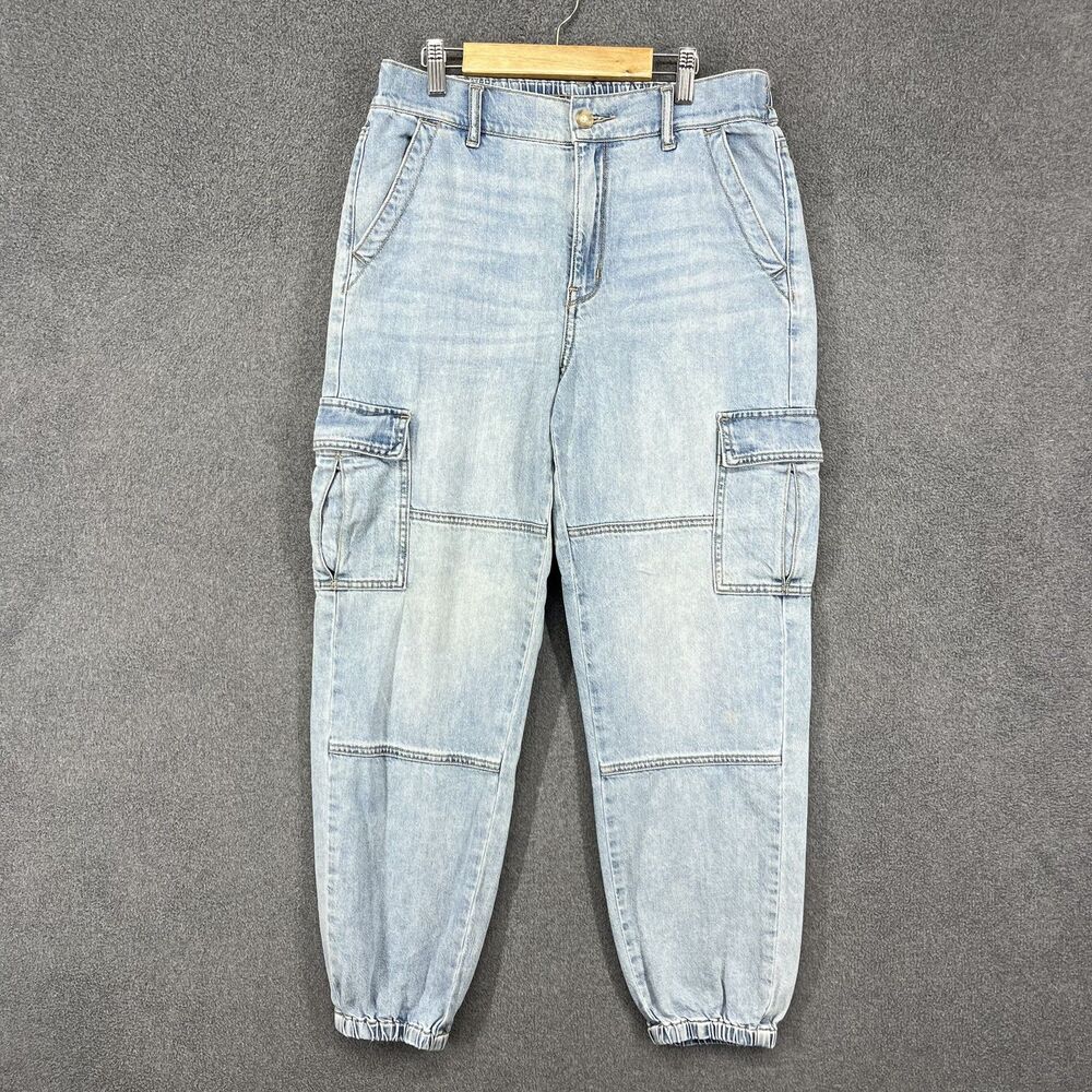 American Eagle Cargo Jeans Womens 6 High Rise Elastic Cuff Utility Pants Denim